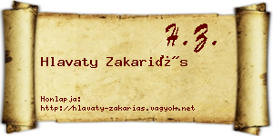 Hlavaty Zakariás névjegykártya
